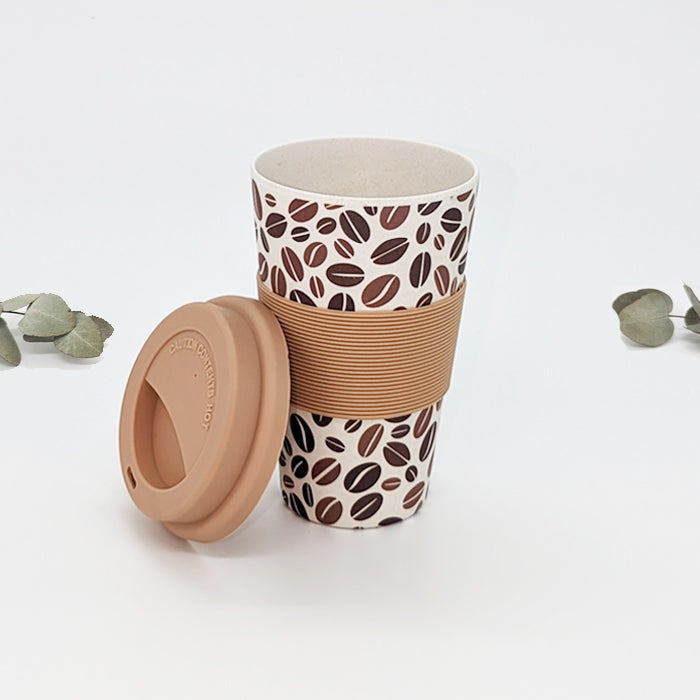 400ml Reusable Bamboo Travel Coffee Mug - Coffee Bean