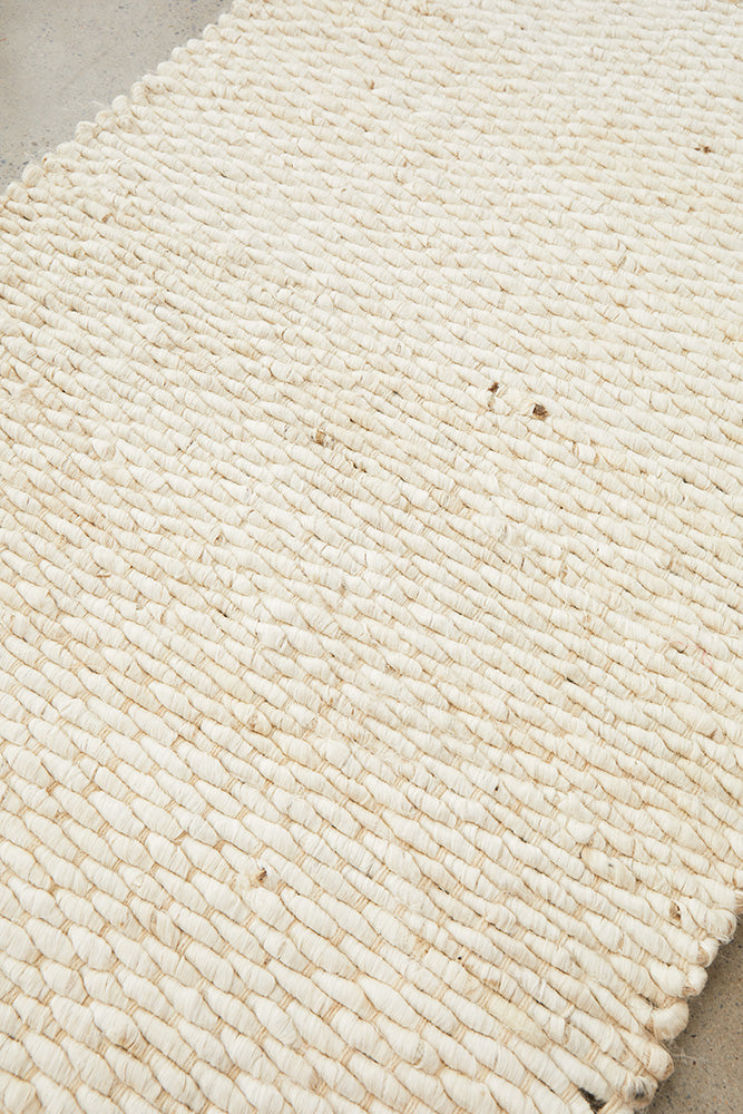 Handloomed Harmony White Runner Rug