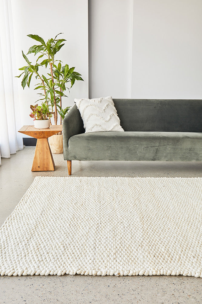 Handloomed Harmony White Rug