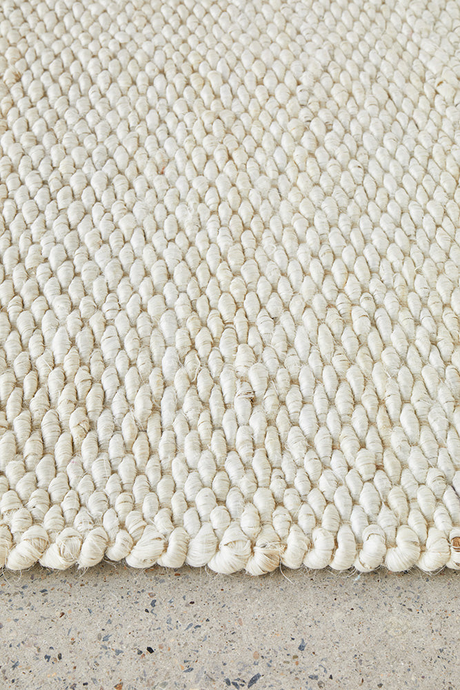 Handloomed Harmony White Rug