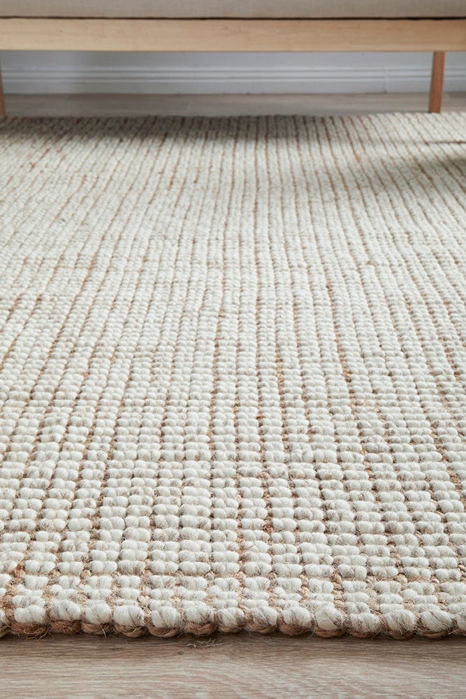 Natural Wool and Jute Rug - close up side