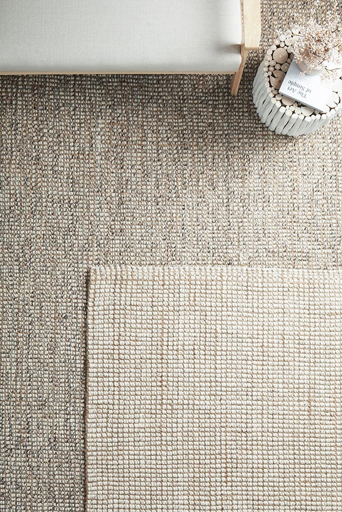 Layered Grey and Natural  Wool Jute Rug