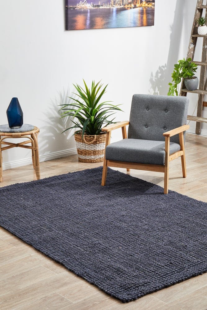 Eco Barker Navy Natural Jute Rug