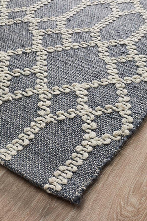 Ramo Tribal Trellis Rug Rustic Blue