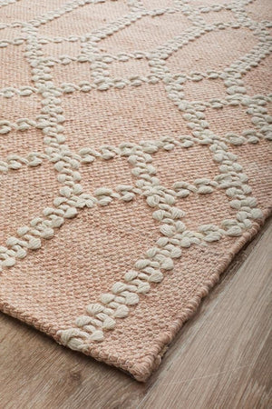 Ramo Tribal Trellis Rug Nude Soft Pink