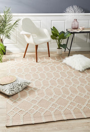 Ramo Tribal Trellis Rug Nude Soft Pink