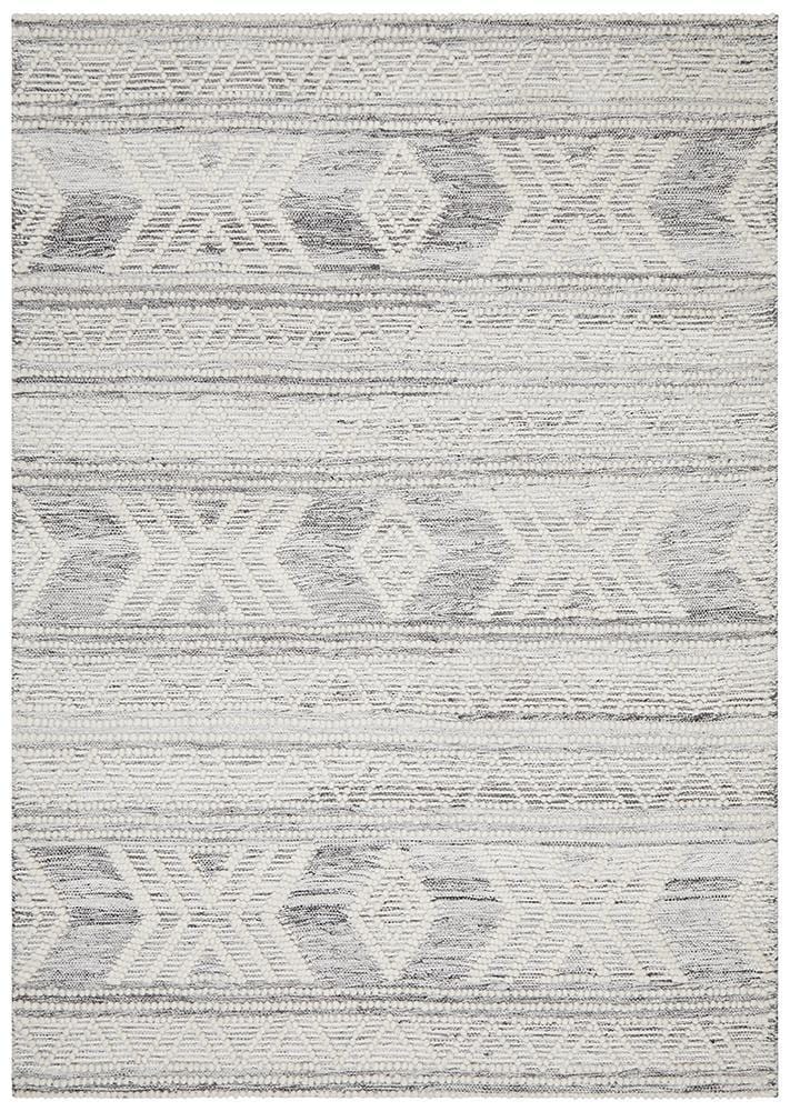 Akasha Woven Tribal Rug Silver Grey