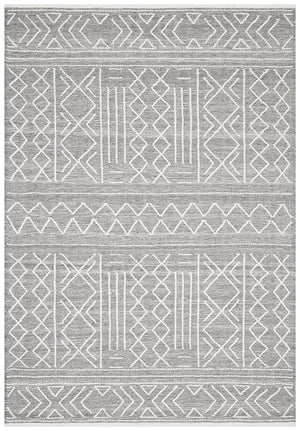 Isha Stitch Woven Rug Silver Grey