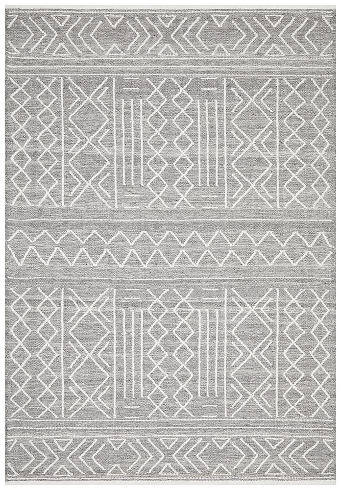 Isha Stitch Woven Rug Silver Grey