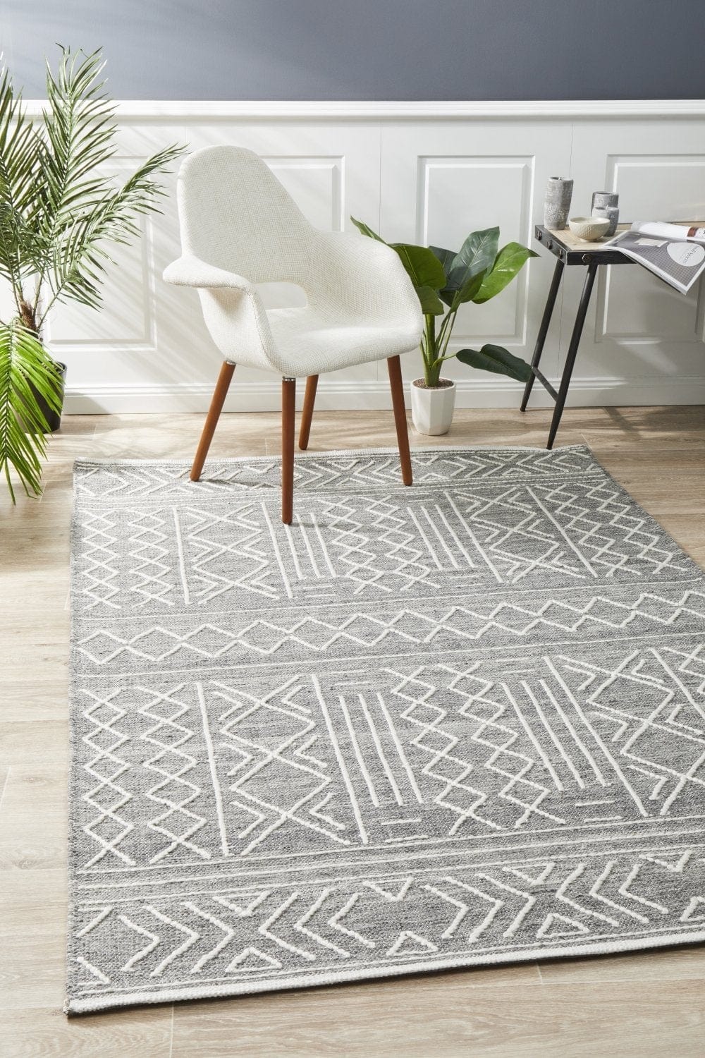 Isha Stitch Woven Rug Silver Grey