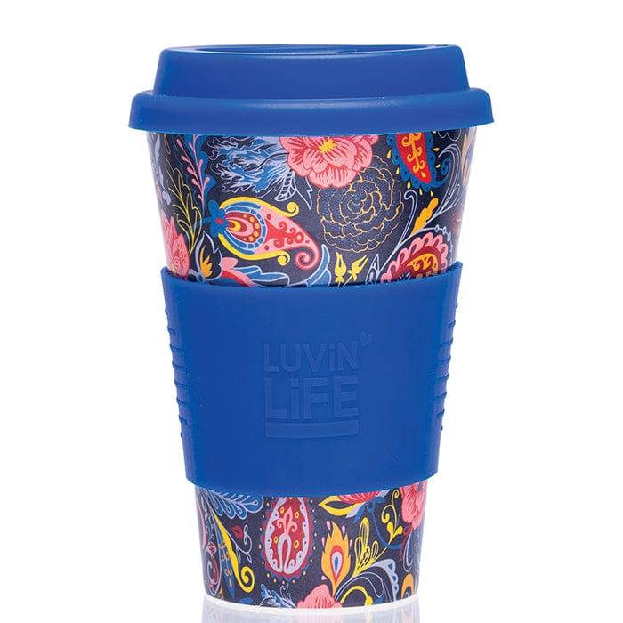 430ml Reusable Bamboo Travel Coffee Mug - Paisley