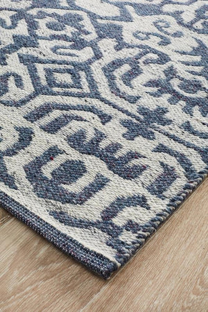 Kian Handwoven Natural Silver Navy Rug