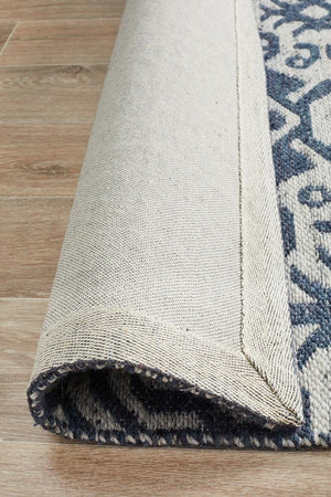 Kian Handwoven Natural Silver Navy Rug