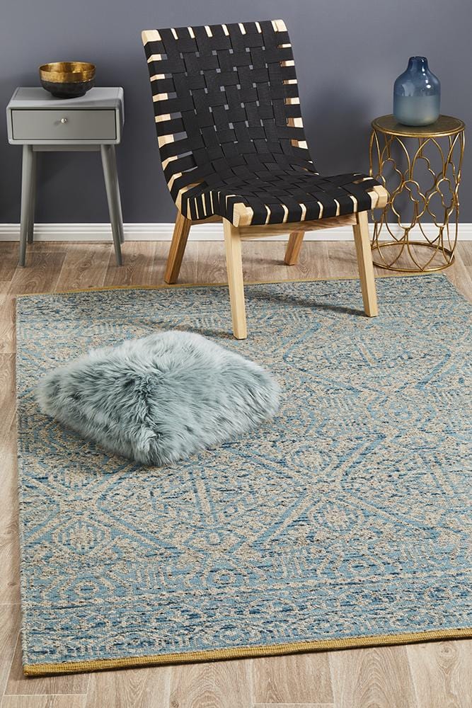 Hunter Handwoven Natural Blue Grey Rug