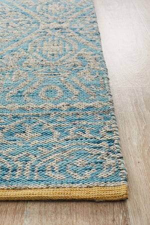 Hunter Handwoven Natural Blue Grey Rug