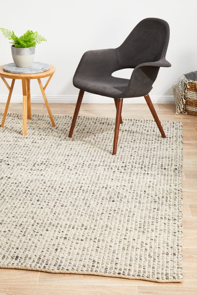 Navia Flat Weave Grey Wool Rug