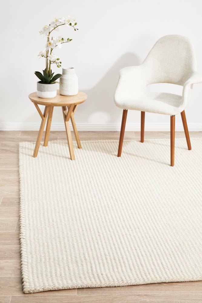 Navia Flat Weave White Wool Rug