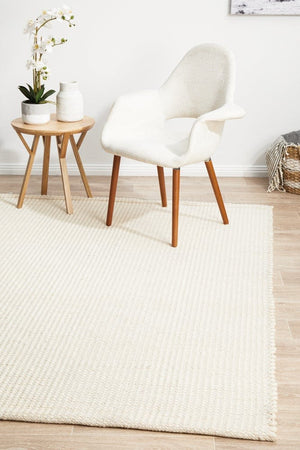 Navia Flat Weave White Wool Rug