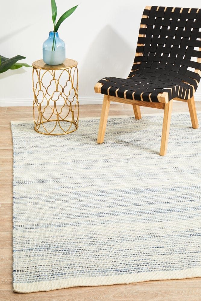 Navia Flat Weave Blue Wool Rug