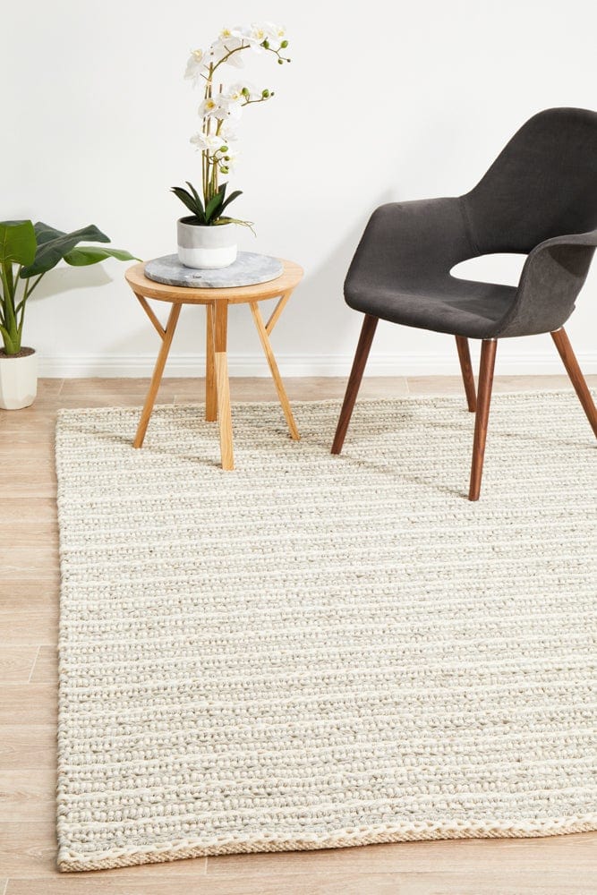 Navia Flat Weave Grey Wool Rug