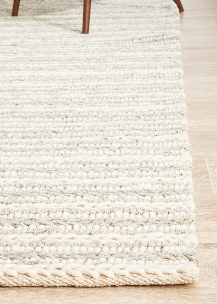 Navia Flat Weave Grey Wool Rug