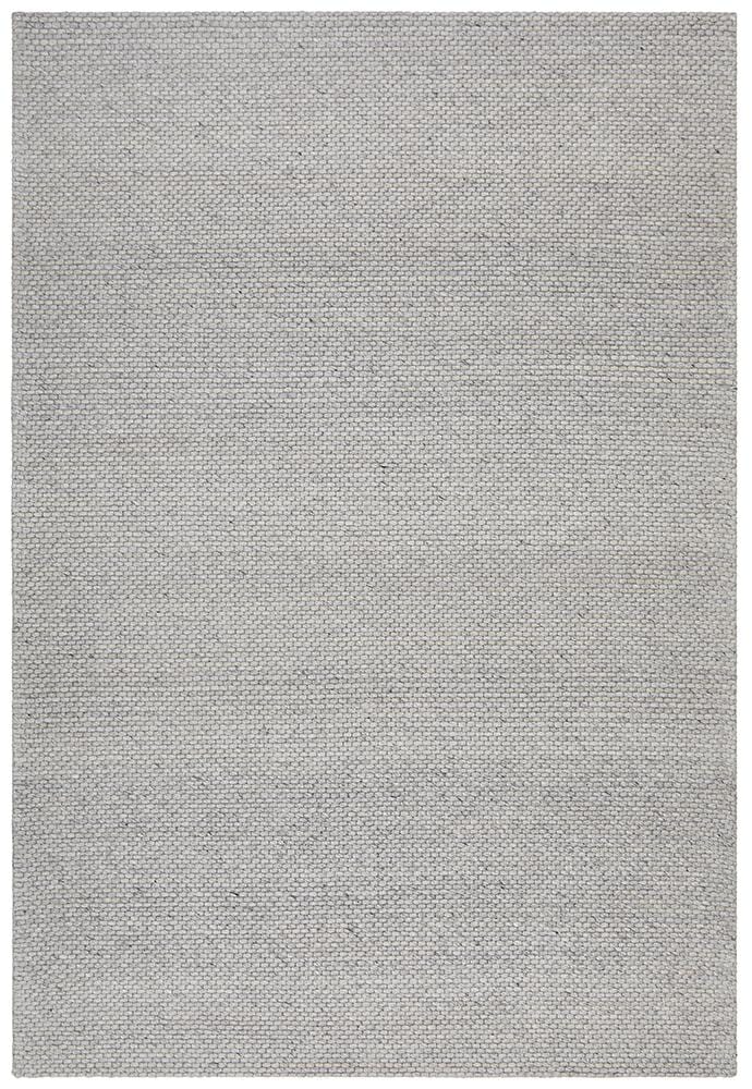 Leka Felted Wool Striped Rug Grey