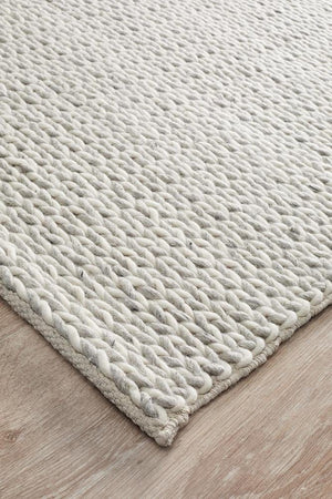 Leka Woven Wool Rug Grey White