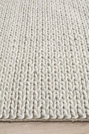 Leka Woven Wool Rug Grey White