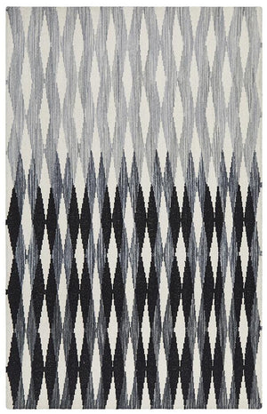 Leka Hand Woven Rug Black Grey White