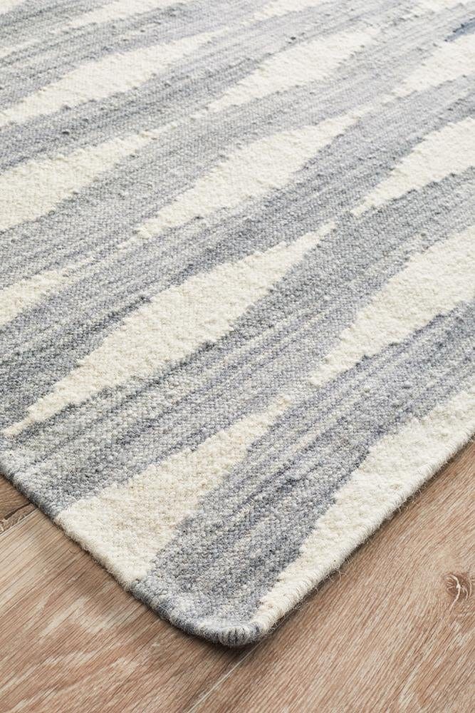 Leka Hand Woven Rug Black Grey White